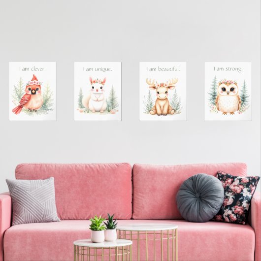 Custom Elegant Girl Woodland Kinderzimmer Affirmat Bilderwand Sets (Wohnzimmer)