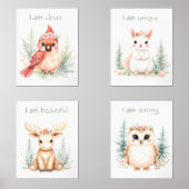 Custom Elegant Girl Woodland Kinderzimmer Affirmat Bilderwand Sets (Vorderseite)