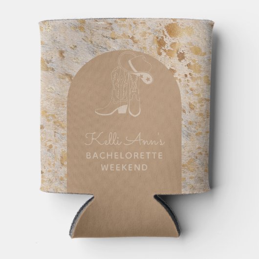 Custom Elegant Gold Cowhide Modern Cowgirl Dosenkühler (Vorderseite)