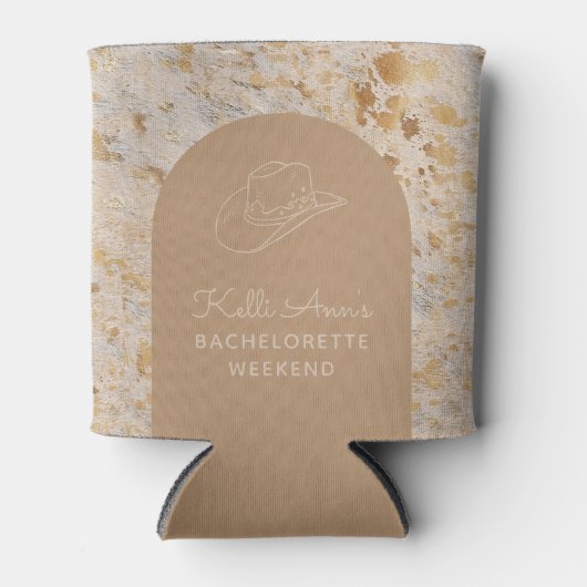 Custom Elegant Gold Cowhide Modern Cowgirl Dosenkühler (Vorderseite)