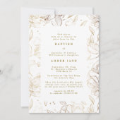 Custom Elegant Gold Floral Botanische Taufe Einladung (Vorderseite)