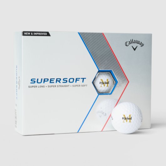 Custom Elegant Gold Monogram Callaway Supersoft Golfball (Verpackung)