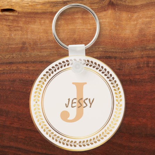 CUSTOM ELEGANT GOLD MONOGRAM SCHLÜSSELANHÄNGER (Vorderseite)