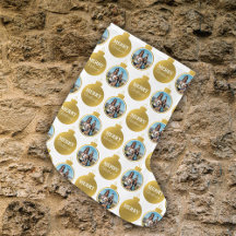 Custom Elegant Gold Photo Ornaments Christmas