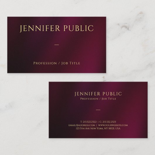 Custom Elegant Gold Text Beruflich Luxury Visitenkarte (Vorne/Hinten)