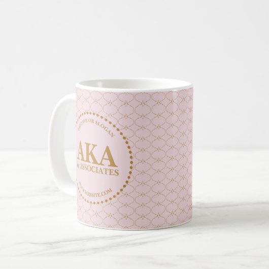 Custom Elegant Gold Trellis Monogram Business Kaffeetasse (Vorderseite Links)