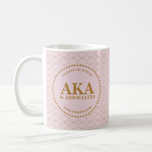 Custom Elegant Gold Trellis Monogram Business Kaffeetasse (Links)