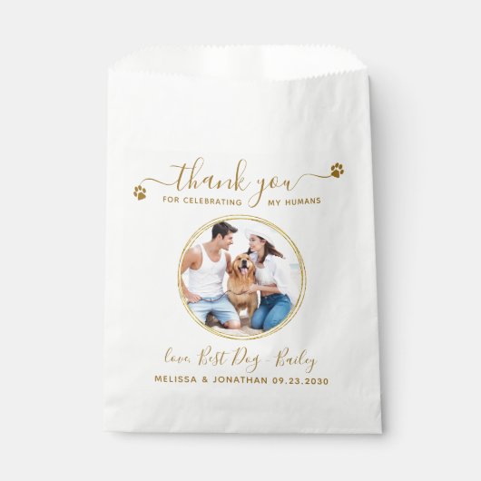 Custom Elegant Gold Vielen Dank Foto Haustier Hoch Geschenktütchen (Vorderseite)