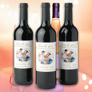 Custom Elegant Gold Vielen Dank Foto Haustier Hoch Weinetikett