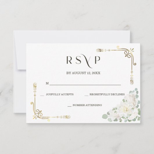 Custom Elegant Gold Wedding RSVP Template (Vorderseite)