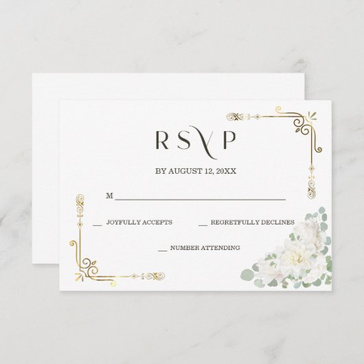 Custom Elegant Gold Wedding RSVP Template (Vorne/Hinten)