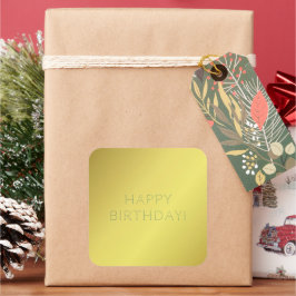 Custom Elegant Golden Yellow Happy Birthday Wish Quadratischer Aufkleber