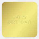 Custom Elegant Golden Yellow Happy Birthday Wish Quadratischer Aufkleber (Vorderseite)