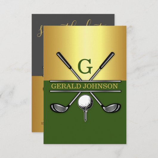 Custom Elegant Golf Monogram 3.5x5 Einladung (Vorne/Hinten)