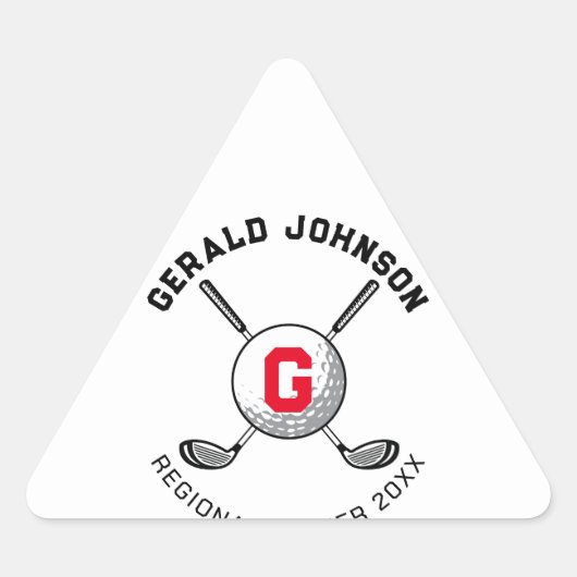 Custom Elegant Golf Monogram Design Triangle Dreieckiger Aufkleber (Vorderseite)