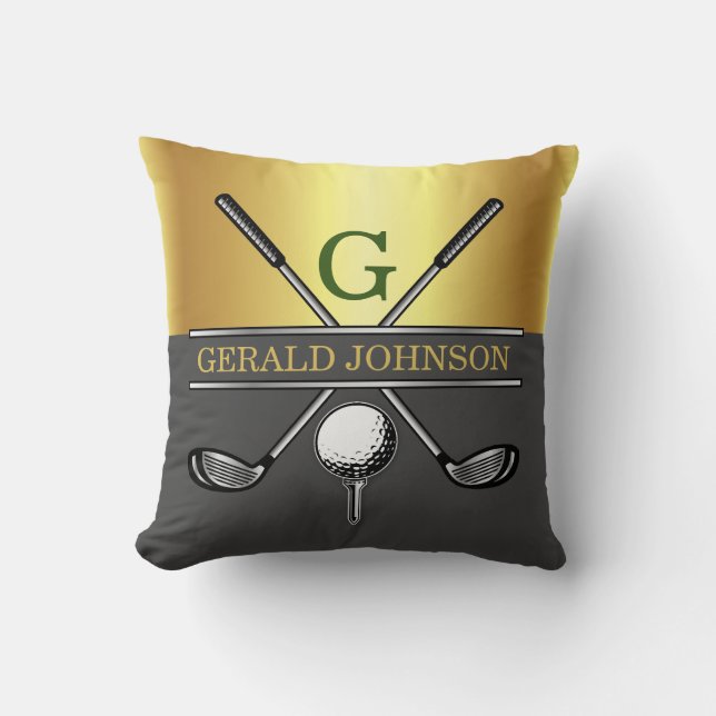 Custom Elegant Golf Monogram Kissen (Vorderseite)