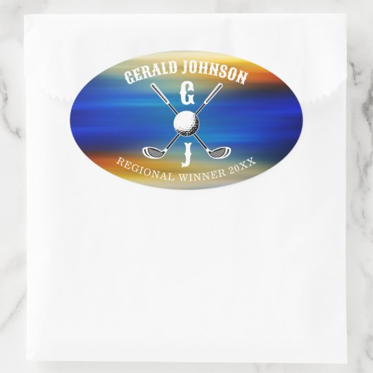 Custom Elegant Golf Monogram Ovaler Aufkleber (Tasche)