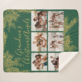 Custom Elegant Grandma's Christmas Photo Collage Sherpadecke (Vorderseite (Horizontal))