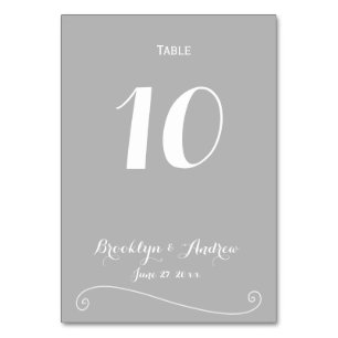Custom Elegant Gray White Wedding Tischnummern