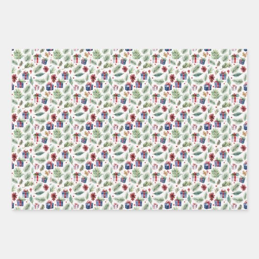 Custom Elegant Green Ornaments Geschenke Weihnacht Geschenkpapier Set (Vorderseite 2)