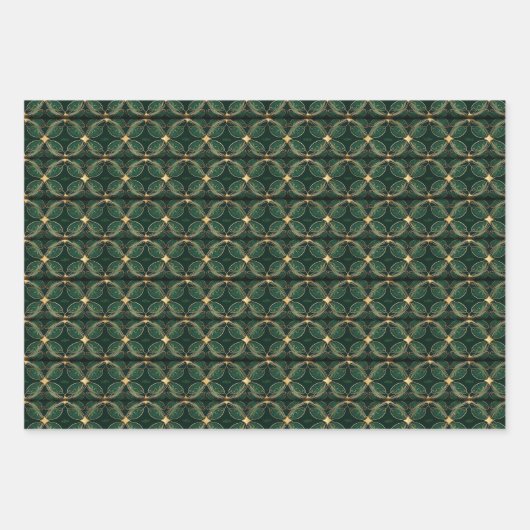 Custom Elegant Green Ornaments Geschenke Weihnacht Geschenkpapier Set (Vorderseite)