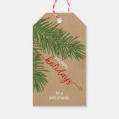 Custom Elegant Green White Imitats Kraft Holiday Geschenkanhänger (Rückseite)