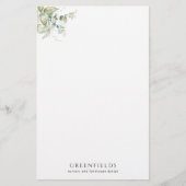 Custom Elegant Greenery Stationery Paper (Vorderseite)