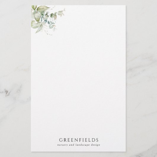 Custom Elegant Greenery Stationery Paper (Vorderseite)