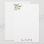 Custom Elegant Greenery Stationery Paper (Vorne/Hinten)