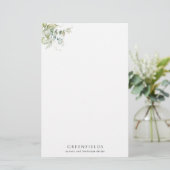 Custom Elegant Greenery Stationery Paper (Stehend Vorderseite)