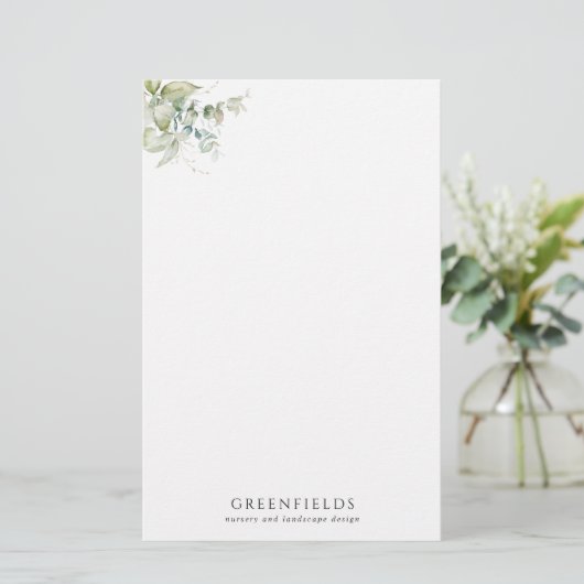 Custom Elegant Greenery Stationery Paper (Stehend Vorderseite)