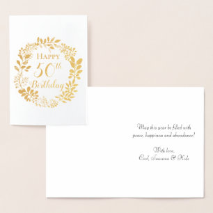 Custom Elegant Happy Birthday Real Gold Folienkarte