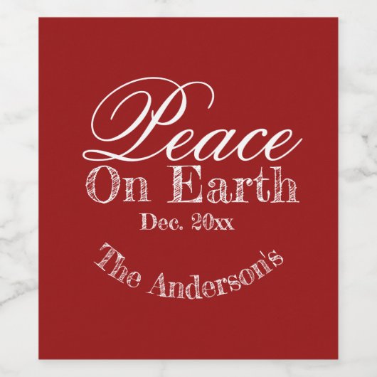 Custom Elegant Holiday Red Minimalist Weinetikett (Einzelnes Label)