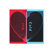 Custom Elegant Hot and Cold Red Blue Halbved Heart