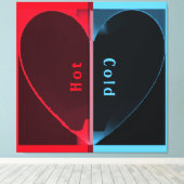 Custom Elegant Hot and Cold Red Blue Halbved Heart Leinwanddruck (Insitu (Holzboden))