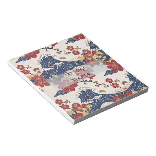 Custom Elegant Japanese Kimono Pattern Notizblock (angewinkelt)