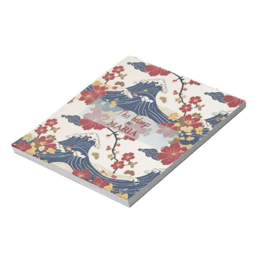 Custom Elegant Japanese Kimono Pattern Notizblock (Rotiert)