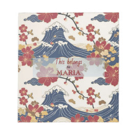Custom Elegant Japanese Kimono Pattern Notizblock