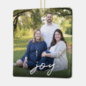 Custom Elegant Joy 2-seitige Familie Foto Weihnach Keramikornament (Links)