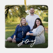 Custom Elegant Joy 2-seitige Familie Foto Weihnach Keramikornament (Vorderseite)