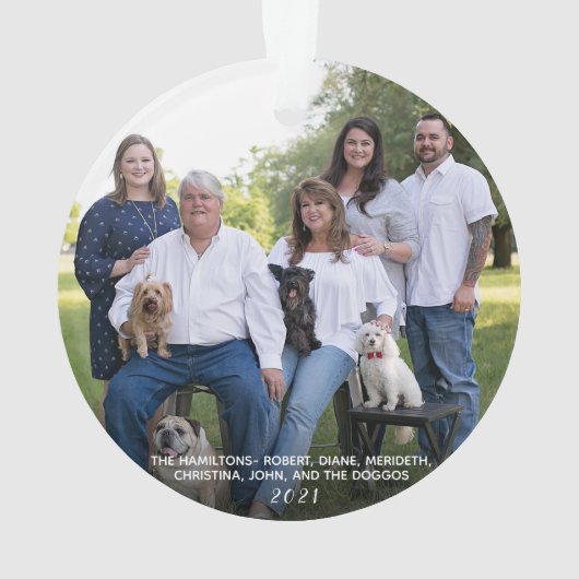 Custom Elegant Joy 2-seitige Familie Foto Weihnach Ornament (Rückseite)