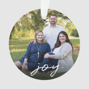 Custom Elegant Joy 2-seitige Familie Foto Weihnach Ornament