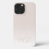 Custom Elegant Light Neutral Ivory Beige Monogram iPhone Hülle (Rückseite)