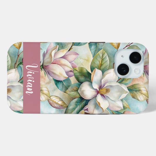 Custom Elegant Magnolias Case-Mate iPhone Hülle (Rückseite (Horizontal))