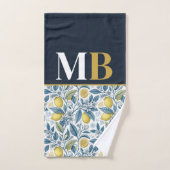 Custom Elegant Mediterranean Lemon Botanical Navy Badhandtuch Set (Handtuch)