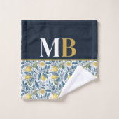 Custom Elegant Mediterranean Lemon Botanical Navy Badhandtuch Set (Waschlappen)