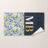 Custom Elegant Mediterranean Lemon Botanical Navy Badhandtuch Set (Handtuch)