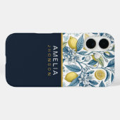Custom Elegant Mediterranean Lemon Botanical Navy Case-Mate iPhone Hülle (Rückseite (Horizontal))