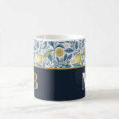 Custom Elegant Mediterranean Lemon Botanical Navy Kaffeetasse (Mittel)