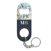 Custom Elegant Mediterranean Lemon Botanical Navy Mini Flaschenöffner (Rückseite)